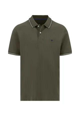 FYNCH-HATTON - Polo, contrast tipping dark khaki - Gr. - XXL