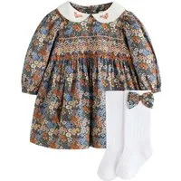 Next Blusenkleid 3-teiliges Baby-Set aus Kleid, Hose und Socken (2-tlg)