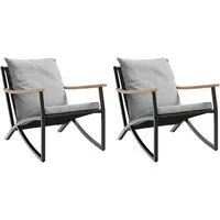 vidaXL Gartenlounge-Set Gartenstühle mit Kissen 2 Stk. Schwarz Stahl, (1-tlg)