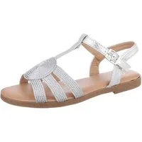 Ital-Design Damen Freizeit Riemchensandalette (86706430) Blockabsatz Riemchensandalen in Silber
