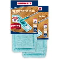 Leifheit 2er Set Wischbezug CLEAN TWIST M Ergo / POWER CLEAN M static plus Wischbezug (Kunstfaser, 16.0x39.0 cm, 2-tlg., Waschbar bei 40°C, Wischbreite 33cm, für alle glatten Böden)