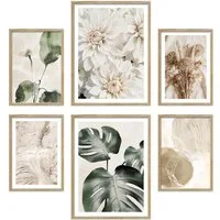 ARTFAVES Bilder-Collage Poster Set Beige Green Calmness I mehrteilige Bilderwand I Wandbilder, (Wandbilder modern, 6 St)