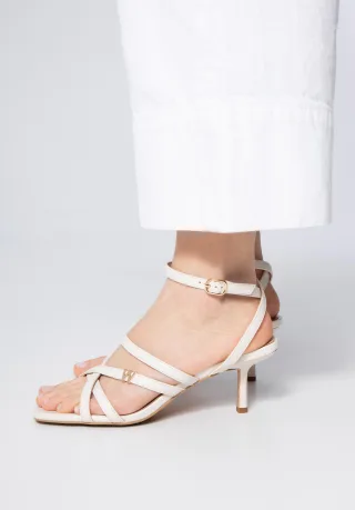Wittchen Damen-Ledersandalen mit Riemchen und hohem Absatz, cremefarben