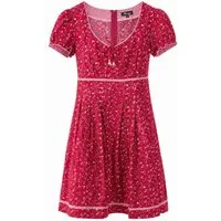 Ramona Lippert Trachtenkleid Andrea Sommerkleid rot geblümt mit Puffärmeln Rocklänge 60 cm