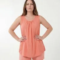 OriginalYou Trägertop Damen Long Top Sommer Oberteil ärmelloses Strandshirt mit Innentop für blickdichten Tragekomfort, erhältlich von 36-50