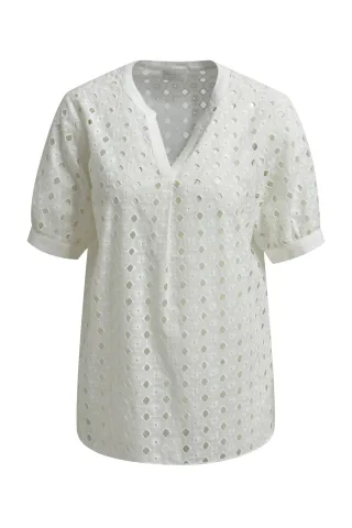 Milano Italy - Blouse with v-neck and puffsleeves white - Gr. - 40