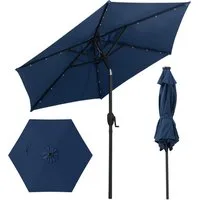 COSTWAY Sonnenschirm, LxB: 230x230 cm, mit LED-Solar-Beleuchtung, Kurbel, neigbar