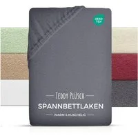 Carpe Sonno Spannbettlaken Teddy Plüsch Winter Bettlaken 90x200 100x200 140x200 180x200 200x200, Fleece, Gummizug: rundum, (1 Stück), Kuscheliges Spannbettlaken 100x200 Warmes Spannbetttuch Anthrazit