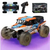 Esun RC-Auto Ferngesteuertes Auto mit 7 Farben Lichtern, 32KM/H RC Auto 1/18 (SET, 2.4GHz Ferngesteuerter Monstertruck), RC Monstertruck Gebürsteter mit Ersatzreifen