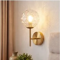 Nettlife Wandleuchte Gold Glaskugel 24cm G9 Vintage Wandbeleuchtung aus Metall, ohne Leuchtmittel, für Wohnzimmer Flur Schlafzimmer Dekorative Wandlampe