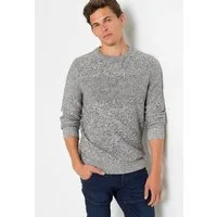 bonprix Strickpullover aus Baumwolle, ohne Kragen, Regular Fit, melierte Optik