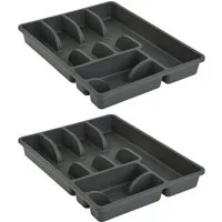 Engelland Besteckkasten Besteckeinsatz für Schubladen 30 cm (Vorteils-Set, 2 St., 38 x 29 x 5 cm), BPA-frei, robuster PP-Kunststoff, für alle handelsüblichen Schubladen