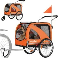 SEPNINE Fahrradhundeanhänger 2 in 1 Faltbarer Anhänger mit Feststellbremse, für M/XL Hunde