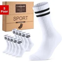 sockenkauf24 Tennissocken Sportsocken Damen & Herren Atmungsaktive Premium Crew Socken (5 Paar) verstärkte Ferse & Fußspitze, gepolsterte Sohle, Baumwolle