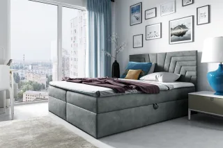 Boxspringbett Schlafzimmerbett 180x200cm LAZARO Nr.4 Grau inkl. Bettkasten