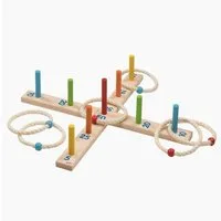 goki Wurfscheibe Ringwurfspiel mit 6 Sisalringen Bunt (packung, 8-St., spar set), Das Spiel ist blitzschnell zusammengesteckt. Made in Germany