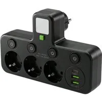 Forrlite Steckdosenleiste mit 3 Fach Steckdosen mit 2 USB & 1 USB-C Steckdosenleiste 3-fach (Wandmontage steckdosenverteiler mit Einzelschaltern, Kindersicherung, Überstrom-, Kurzschluss- und Überhitzungsschutz), Steckerleiste für Büro, Hause, Reisen