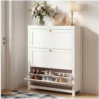 VOWNER Schuhschrank mit 3 Klappen, 6 Fächer, verstellbarer Schuhablage, 90 × 30 × 110 cm (1-St) Ideal für Eingangsbereich/Flur​