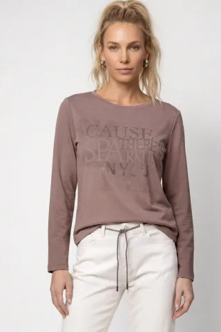 monari - Sweatshirt mit Schmuckdetails taupe - Gr. - 40