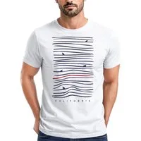 Neverless Print-Shirt Herren T-Shirt Frontprint Minimalismus Wellen Meer Aufdruck mit Print