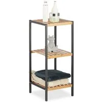 relaxdays Standregal Quadratisches Regal Bambus und Stahl, 1-tlg., 3