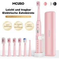 MCURO Schallzahnbürste Schallzahnbürste für Zahnpflege 40000 VPM, 5 Putzmodi, Aufsteckbürsten: 6 St., Reise Zahnbürsten,Timer,TYPE-C aufladbar