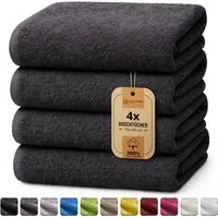 NatureMark Duschtuch 4er-Sparpack Frottier Duschtücher 70x140cm, 100% Baumwolle (4-St), Duschhandtuch 70x140cm Schwarz