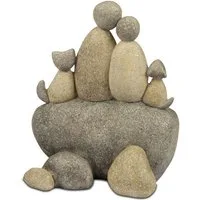 formano Dekofigur Steinmännchen Paar mit Katze und Hund 14 cm - Kunststein (1 St)