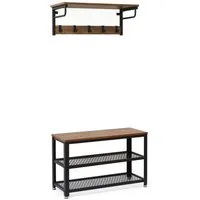 Mondeer Garderoben-Set (Set, 2-St), Wandregal und Schuhregal, Braun und Schwarz