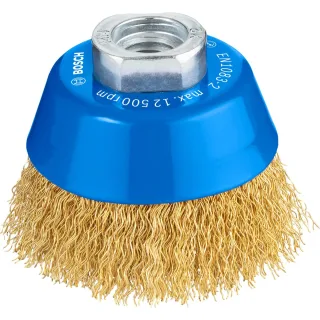 Bosch PRO Topfbürste, Messing, gewellter Draht, 70 mm, 0,3 mm, 12500 U/ min, M 14 - 1608614020