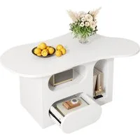 Merax Couchtisch Wolke II mit Schublade, Beistelltisch Scandi, Wohnzimmertisch, Kaffetisch, Breite:97cm