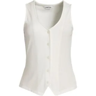 Ärmellose Feinstrick-Weste, Damen,  Weiß, Elasthan/Viskose/Polyester-Mischung, by Lands' End
