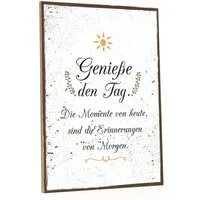 GRAVURZEILE Holzbild mit Spruch - Genieße den Tag - Holzschild, (1 St), Geschenk