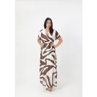 Elara Maxikleid Wickeloptik mit grafischem Muster und Smoktaille (1-tlg)