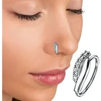 Taffstyle Nasenpiercing Helix Tragus Ohr Piercing Biegbar filigraner Ring mit Kristallen, Ring Zirkonia Glitzer Kristallen Septum Nase Lippe Nasenring Knorpel