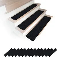 relaxdays Stufenmatte Rechteckige Stufenmatten 16er Set 75x20, Höhe: 7.5 mm, schwarz