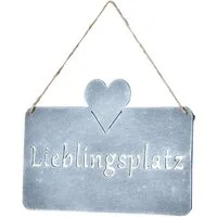 Levandeo® Metallbild, Schild Lieblingsplatz 25x16cm Herz Garten-Deko Türschild Wandbild