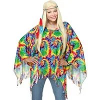 Boland Kostüm Hippie-Poncho Hippie-Kostüm Karnevalskostüm für Damen bunt
