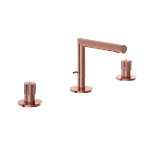 VitrA Origin Zweigriff-Waschtischarmatur mit Ablaufgarnitur 3-Loch-Montage Kupfer Soft,A4259529 A4259529