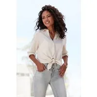 LASCANA Hemdbluse aus Leinenmix, Damenbluse mit Hemdkragen und Knopfleiste
