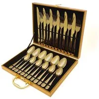 Faizee Home Besteck-Set Besteck-Set GIFT BOX Gold 24 tlg Besteck für. 6 Personen (24-tlg), Edelstahl
