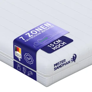 Mister Sandman Wendematratze, Weiß, Textil, H2 + H3, Füllung: Kaltschaum, Rechteckig, 60x120 cm, Oeko-Tex® Standard 100, Schlafzimmer, Matratzen Shop, Matratzen, Kaltschaummatratzen