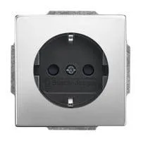 Steckdoseneinsatz Typ 20 EUCKS-866, Steckdose CEE 7/3 mit Erdungsclips, 16 Ampere, 250 Volt edelstahl, Retail