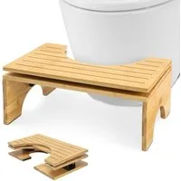 JOYOLEDER Fußhocker Toilettenhocker Klappbar Aus Bambus – Ergonomischer Klohocker (FÜRs Badezimmer Mit 4 Gänge Neigungsverstellung, Rutschfest Fußhocker, Faltbarer Hocker Toilette Badhocker FÜR Erwachsene & Kinder)