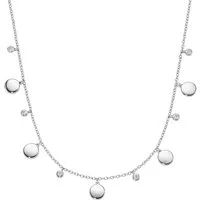 Smart Jewel Collier mit runden Plättchen und Zirkonia als Behang, Silber 925