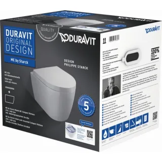 Duravit Me by Starck Wand WC Set 453009AAA1 Compact 48cm, rimless, WC mit WC-Sitz, weiß