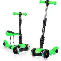 BremToy Scooter 3 in 1 Kinder Roller Scooter mit Sitz LED Räder ab 2 Jahre