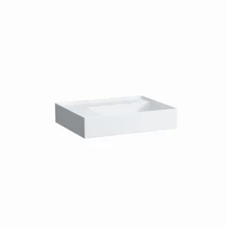 LAUFEN Aufsatz-Waschtisch Kartell 460x600x150, ohne Hl. , ohne Üb. geschliffen Ablage links, grau m H8183357591121