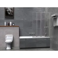 welltime Badewannenaufsatz Nassau, Einscheibensicherheitsglas, Badewannenfaltwand, Spritzschutzwand für Badewanne, Glas, 4 Elemente