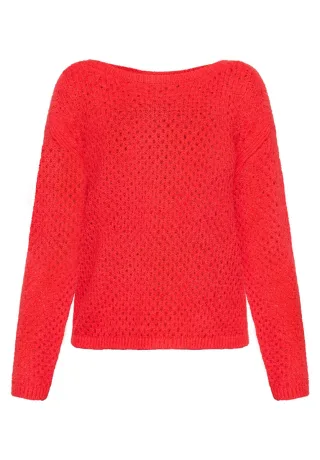 Betty Barclay - Lochstrick-Pullover rot - Gr. - 48